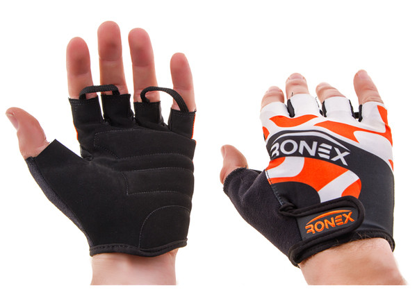 Рукавички вело, фітнес Ronex Lycra+замша, розмір S, кольори в асортименті.