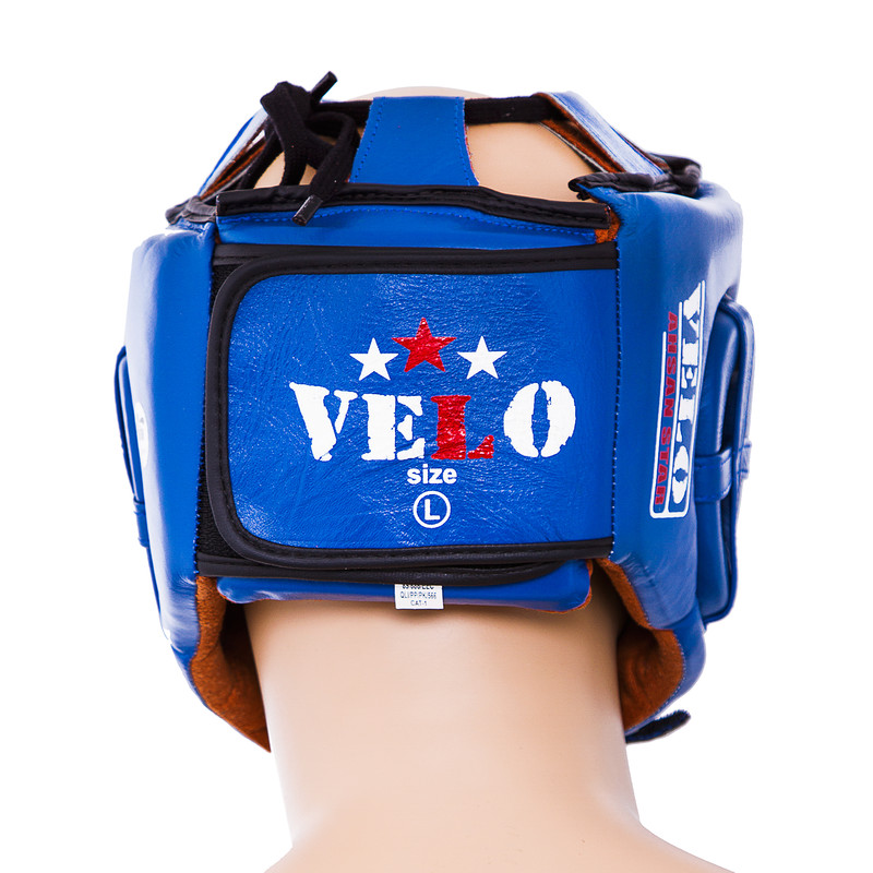 Шолом боксерський Velo AIBA, шкіра, розмір М, L, XL, синій