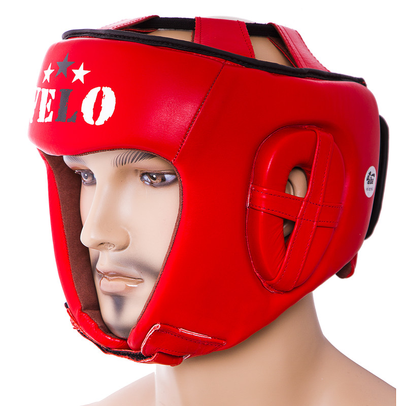 Шолом боксерський Velo AIBA, шкіра, розмір М, L, XL, червоний