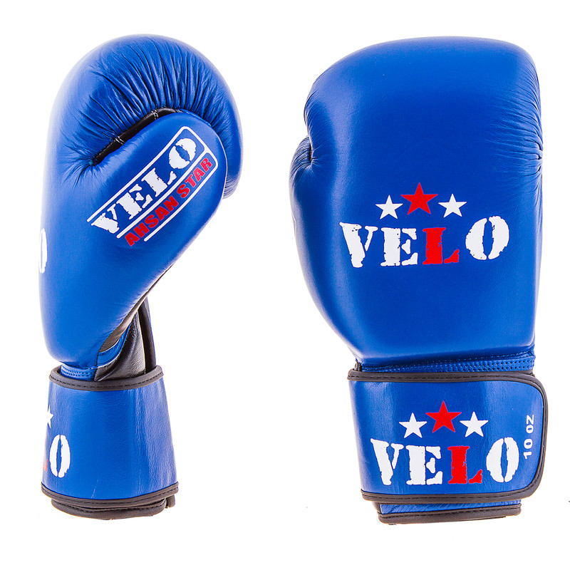 Боксерські рукавички Velo AIBA, шкіра, 10oz, синій