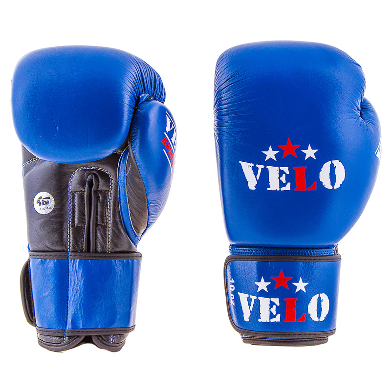 Боксерські рукавички Velo AIBA, шкіра, 12oz, синій