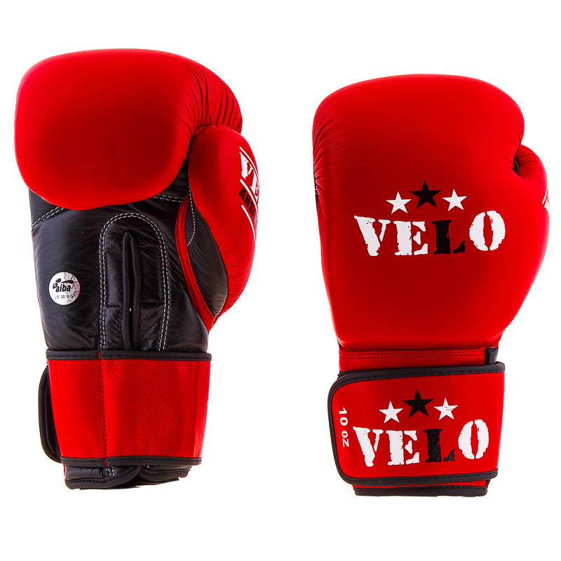 Боксерські рукавички Velo AIBA, шкіра, 10oz, червоний