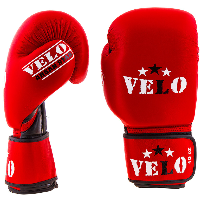 Боксерські рукавички Velo AIBA, шкіра, 12oz, червоний