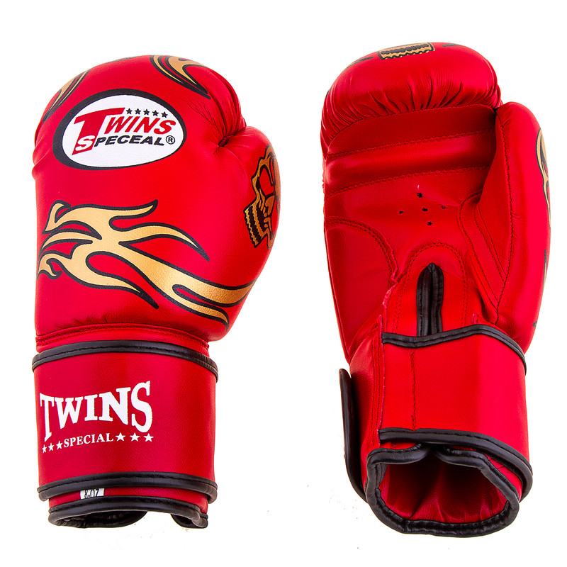 Боксерські рукавички Twins, PVC, 8oz, 10oz, 12oz, червоний.