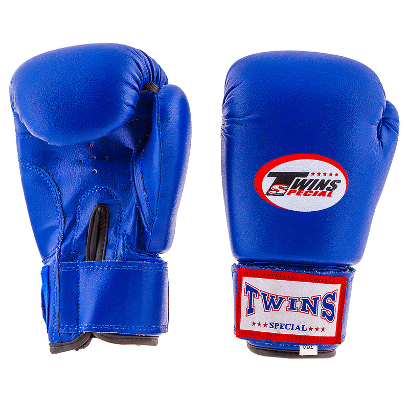 Рукавички боксерські Twins, PVC, 6oz, синій, без малюнка.