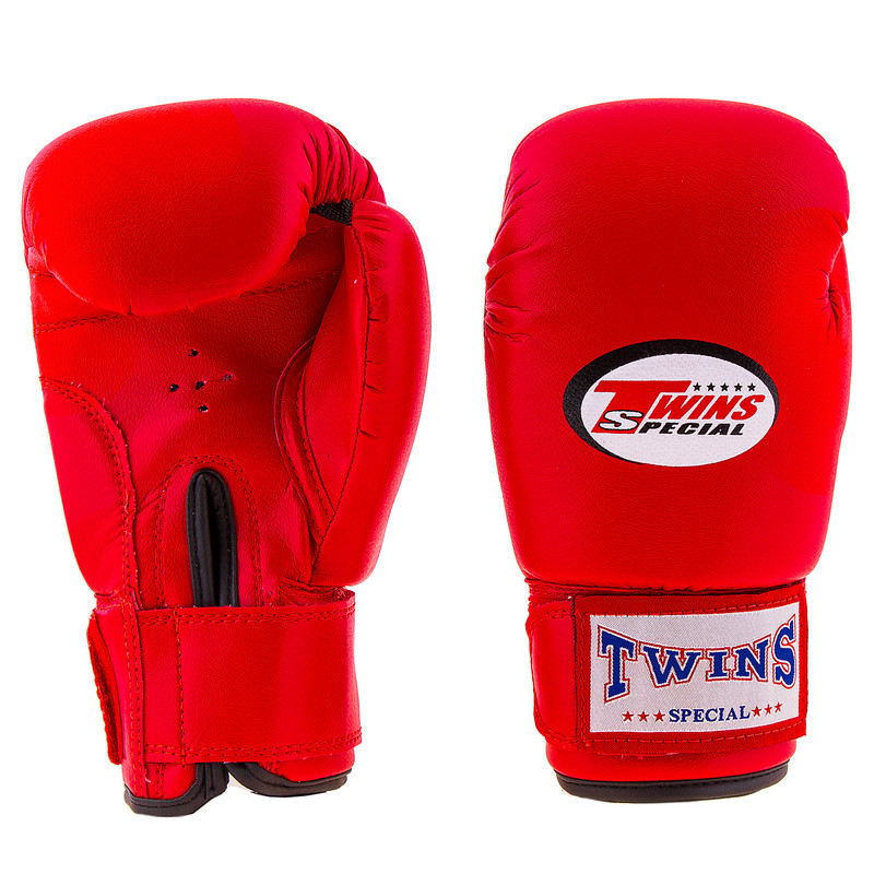 Рукавички боксерські Twins, PVC, 4oz, червоний, без малюнка.