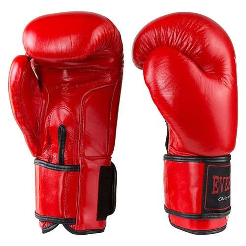 Боксерські рукавички Ever 3Strap, шкіра, 12oz, червоний.