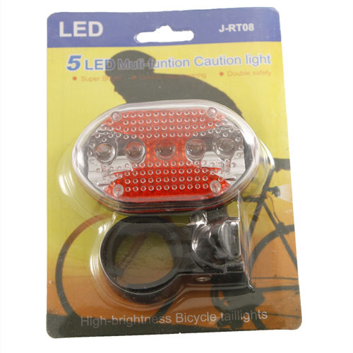 Ліхтар велосипедний, мигалка, 5LED, J-RT08. Знижка від 10 шт.