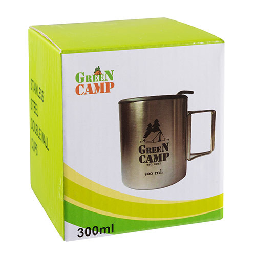 Кухоль туристичний, термо, GreenCamp, 2 ручки, кришка, 300 мл.