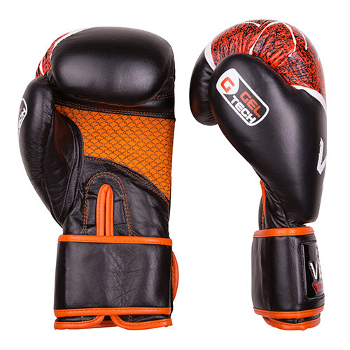 Боксерські рукавички Velo microfiber, шкіра, 12oz, чорно-помаранчевий