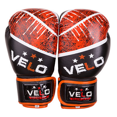 Боксерські рукавички Velo microfiber, шкіра, 12oz, чорно-помаранчевий