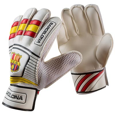 Воротарські рукавички Latex Foam FC BARCA, біло-жовтий, розмір 5, 6, 7, 8, 9.