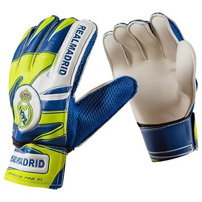 Воротарські рукавички Latex Foam REALMADRID, синьо-жовтий, розміри 5, 6, 7, 8, 9.