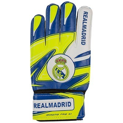Воротарські рукавички Latex Foam REALMADRID, синьо-жовтий, розміри 5, 6, 7, 8, 9.