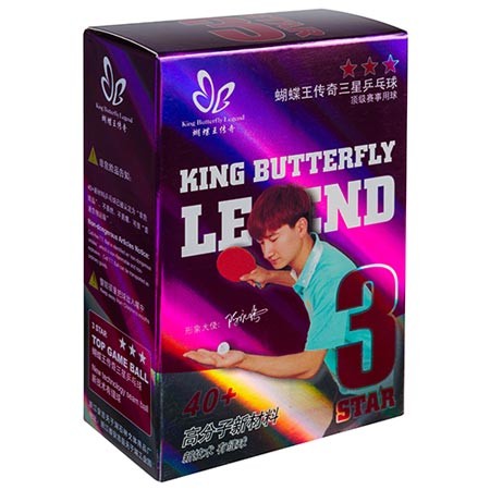 Кульки для настільного тенісу Butterfly King 3*, 40+мм, 6шт, білий.