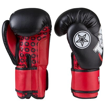 Боксерські рукавички TopTen WARRIOR, PVC, 6oz,8oz,10oz,12oz, чорно-червоний.