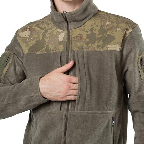 Куртка флісова Bikatex-4, олива, розмір М, вставка на плечах.