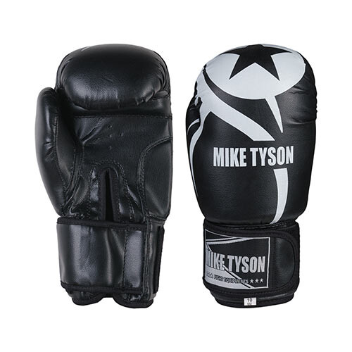 Боксерські рукавички Mike Tyson, PVC, 8oz, 10oz, 12oz, 14oz, чорний.
