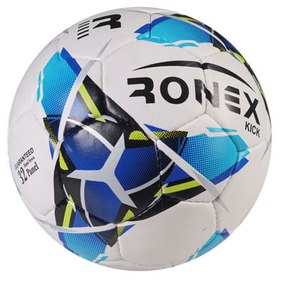 М'яч футбольний Grippy Ronex Kick білий-синій. Знижка від 50 шт.
