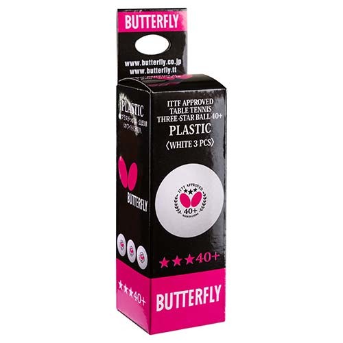 Кульки для настільного тенісу Butterfly, 3шт, білий.