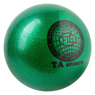 М'яч гімнастичний TA SPORT, 400 г, 19 см, гліттер, зелений.