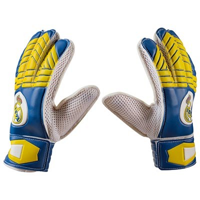 Воротарські рукавички Latex Foam REALMADRID, жовто/синій, розміри 5, 6, 7, 8, 9.