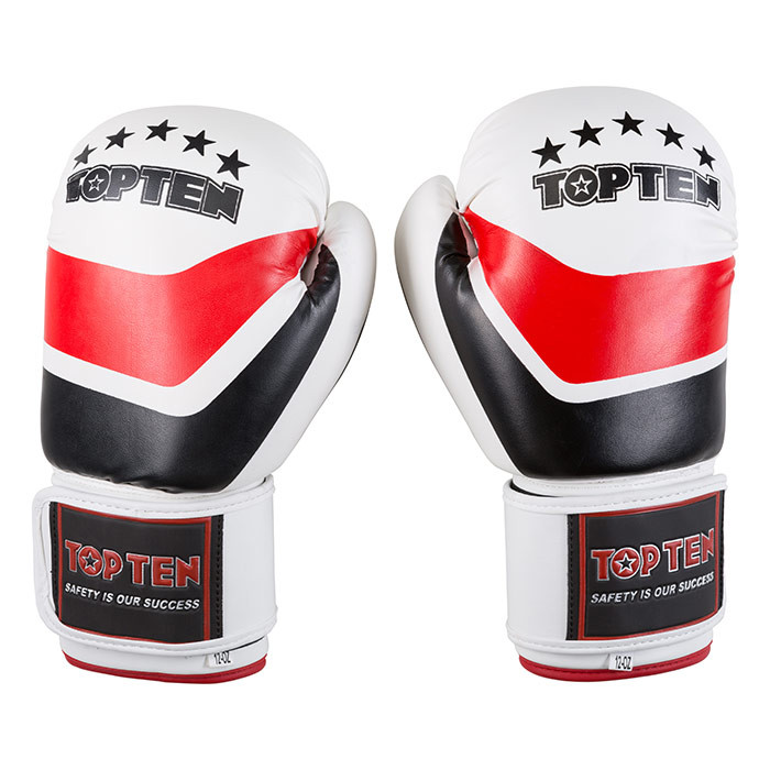 Боксерські рукавички TopTen, DX-31, 12oz, біло-червоний. Уцінка!