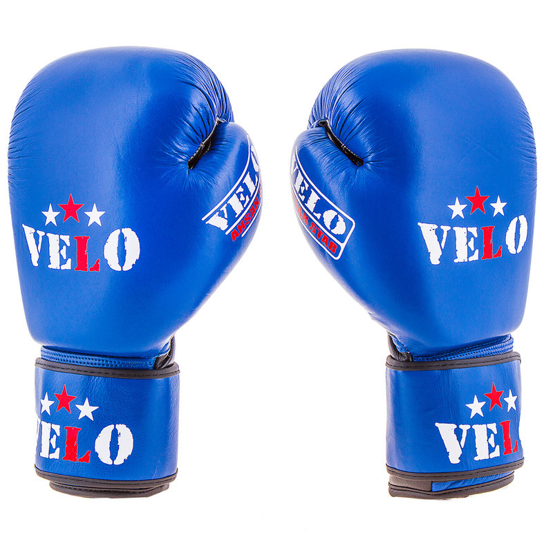 Боксерські рукавички Velo AIBA, шкіра, 10oz, синій