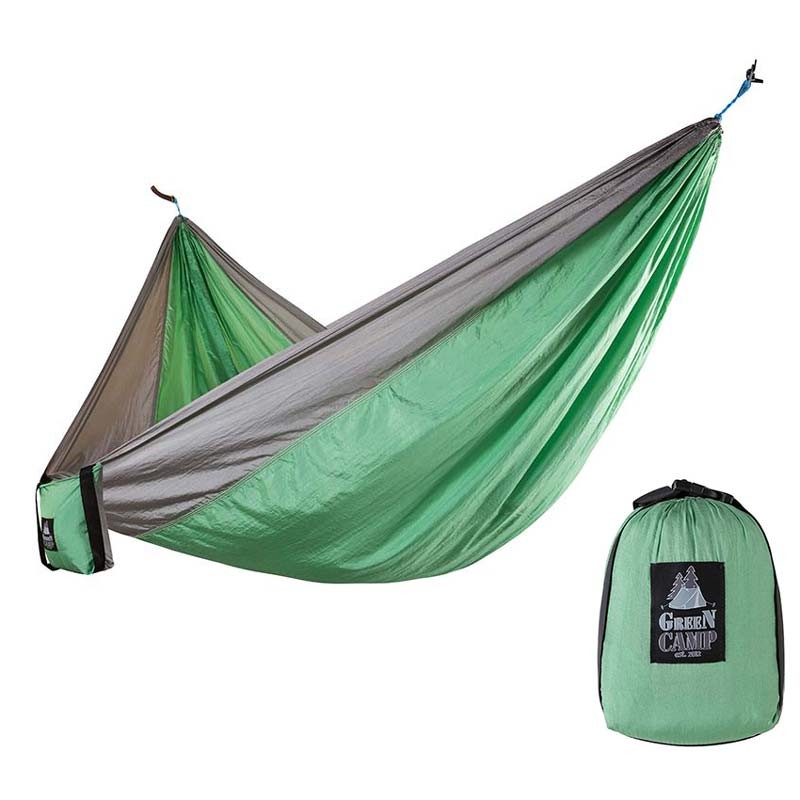 Гамак GreenCamp "CANYON", 310х220 см, парашутний шовк, сірий/зелений. Знижка від 20 шт.