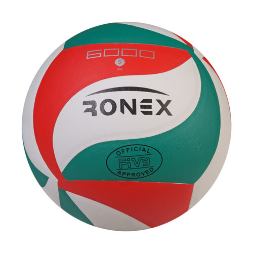 М'яч волейбольний Ronex 6000PU, червоний/білий/зелений. Знижка на ящик.