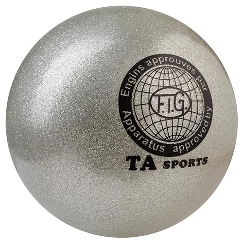 М'яч гімнастичний TA SPORT, 280 г, 16 см, гліттер, срібло