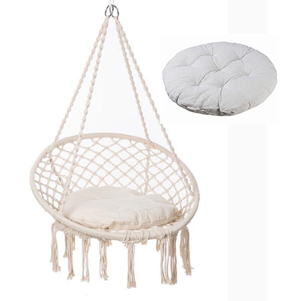 Гамак круглий "Macrame", білий, подушка. 