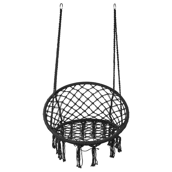 Гамак круглий Macrame, чорний, без подушки. 