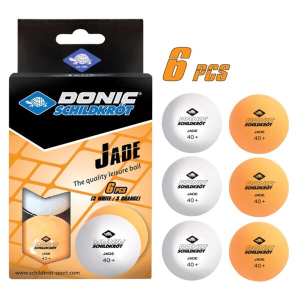 Шарики для настольного тенниса Donic Jade ball 40+, 6 шт, белый+оранж.