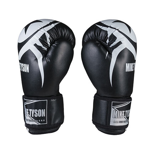 Боксерські рукавички Mike Tyson, PVC, 8oz, 10oz, 12oz, 14oz, чорний.