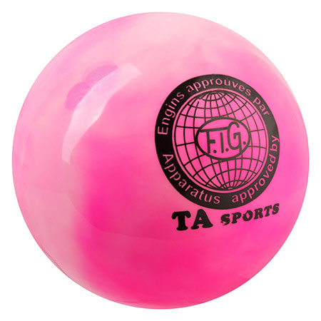 М'яч гімнастичний TA SPORT, 400 г 19 см, мармуровий рожевий.