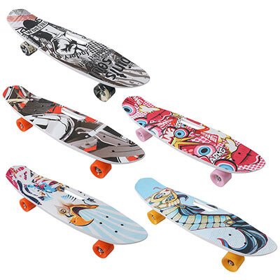 Скейт PennyBoard, 63х17cm, ручка, 5 видів, PU 60х45мм. Знижка на ящик.