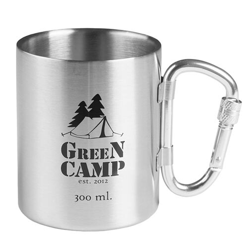 Кухоль туристичний, GreenCamp, ручка-карабін, 300 мл.