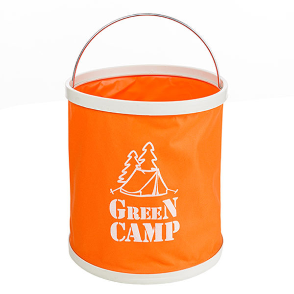 Відро туристичне GreenCamp, 11л розкладне, помаранчеве. 