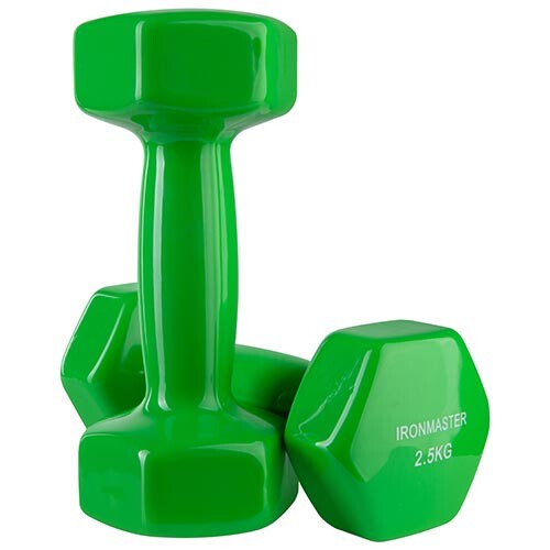 Гантелі IronMaster, вініл, 2,5 кг х 2 шт. Колір салатовий. Знижка від 10 пар.