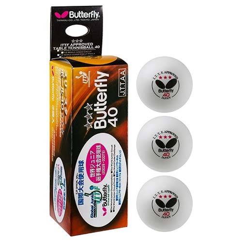 Кульки для настільного тенісу Butterfly***, 3шт, білий, BB-4803W.
