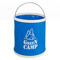 Відро туристичне GreenCamp, 11л, розкладне, синє. 