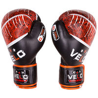 Боксерські рукавички Velo microfiber, шкіра, 12oz, чорно-помаранчевий