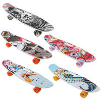 Скейт PennyBoard, 63х17cm, ручка, 5 видів, PU 60х45мм. Знижка на ящик.